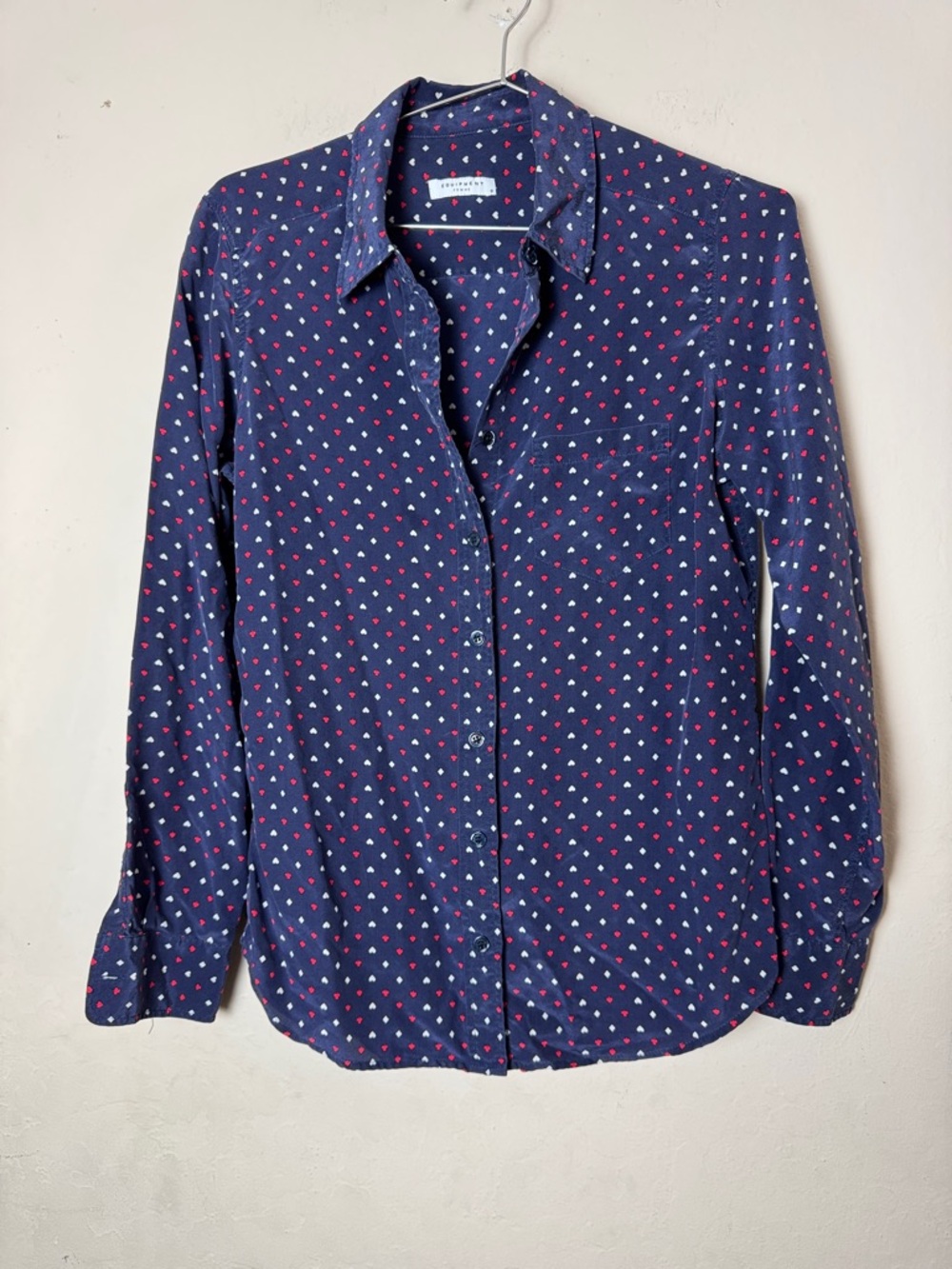 Equipment Silk  Blouse Long Sleeve Size Small